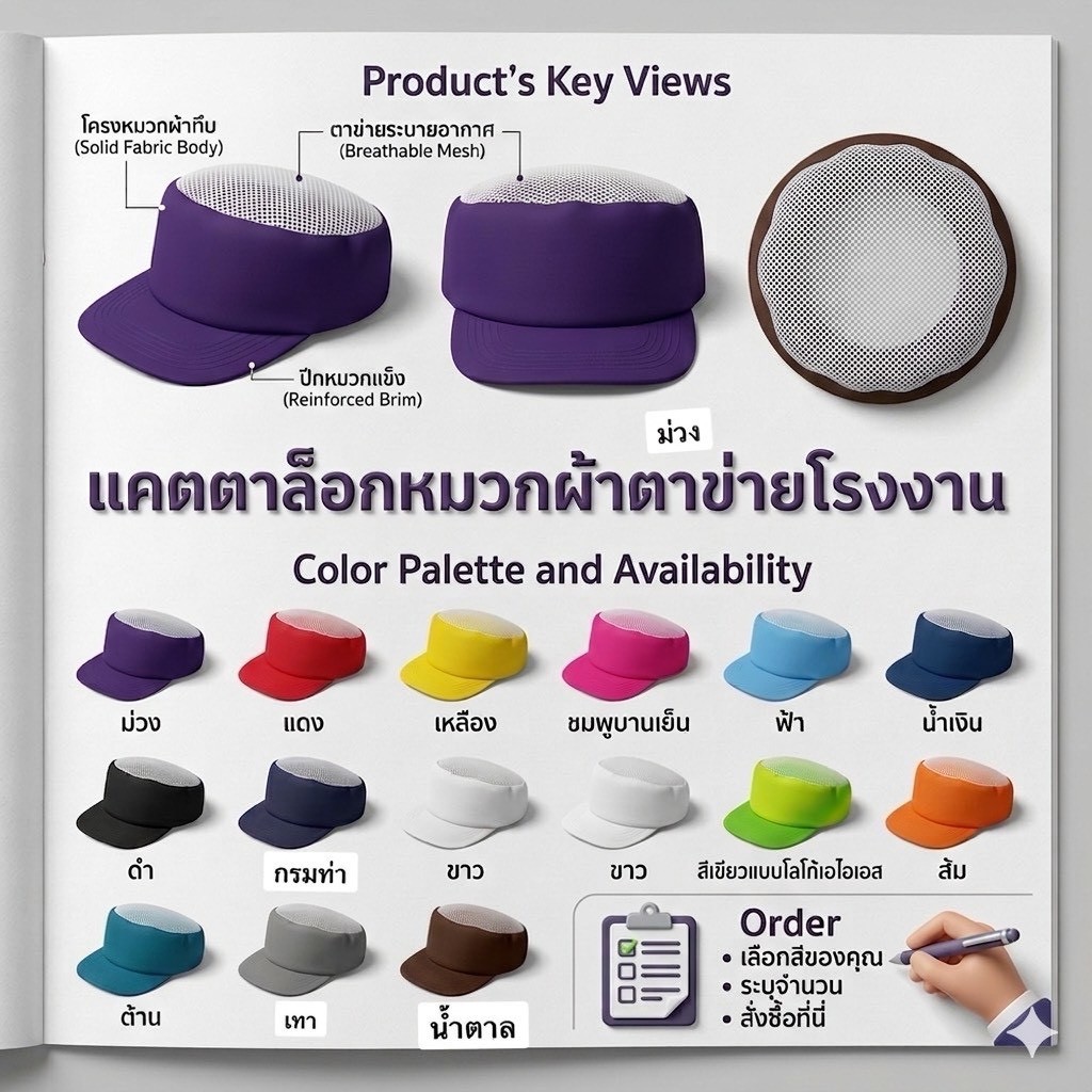 หมวกผ้าตาข่ายหลากสี
